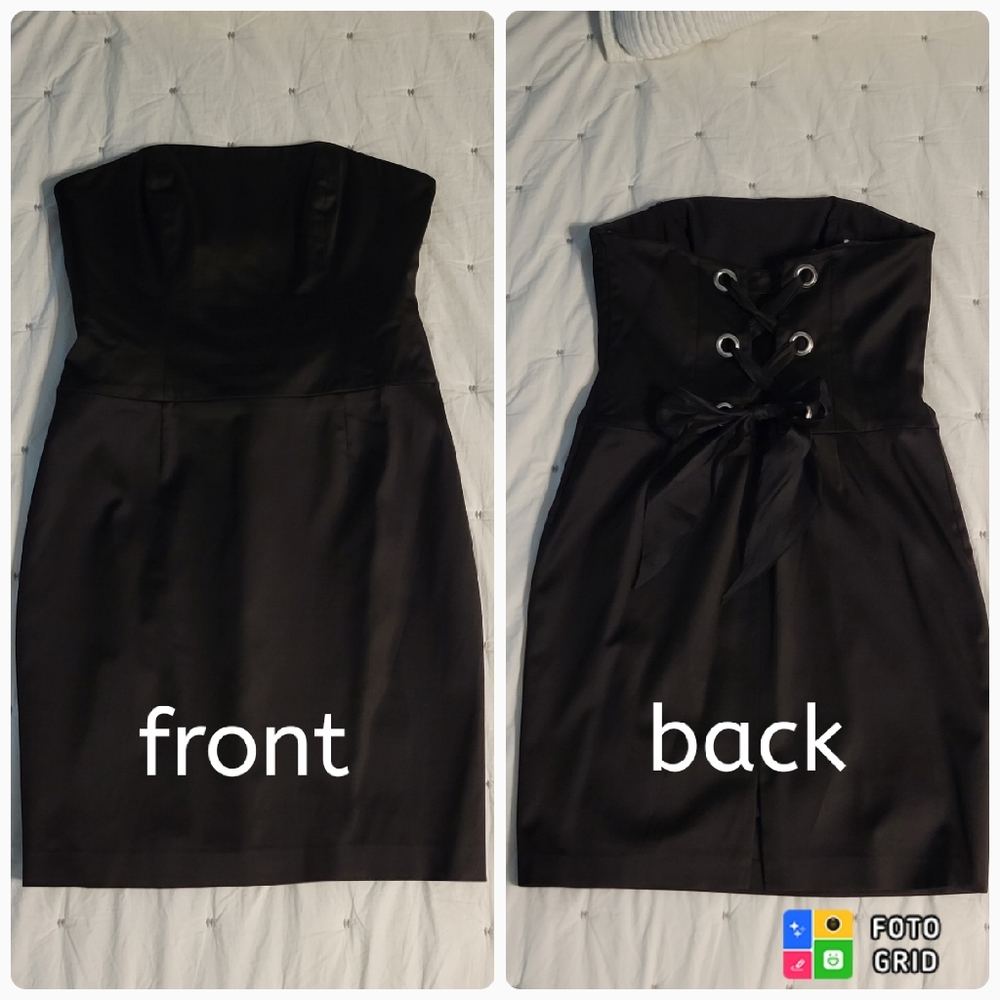 Kay Unger strapless corset sexy black dress sz 14